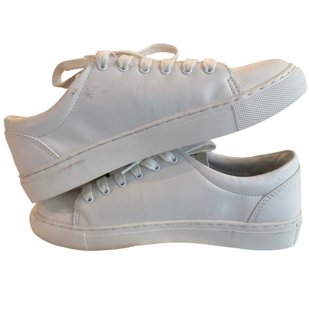 J.‎ Crew White Leather Lace Up Low Top Sneakers Women's Size 6 BC186 - Picture 5 of 6